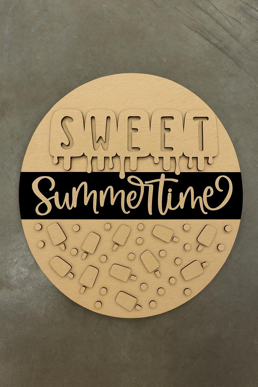 Sweet Summertime Popsicle Wood Sign: Layered 3D Door Hanger