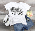Skull Floral Checkered Graphic Tee: Antisocial Gothic Bella Canvas Top