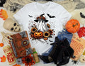 Spooky Season Ghost T-Shirt: Witch Hat, Pumpkin & Sunflower - Bella Canvas