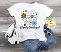 Slightly Unhinged Floral T-Shirt: Retro Checkerboard Garden Top