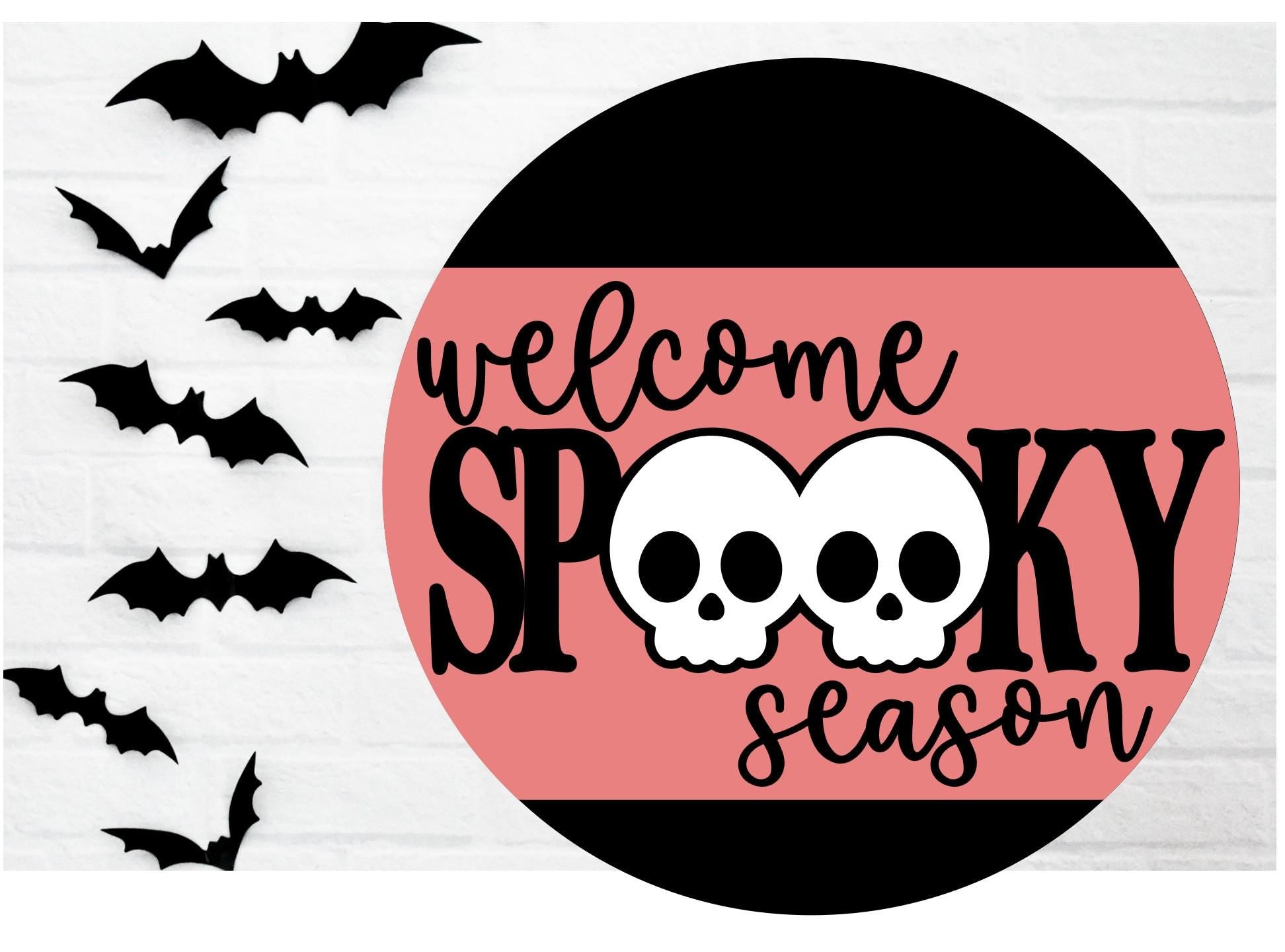 Skull Halloween Wood Sign: Welcome Spooky Season, Rustic Farmhouse Decor