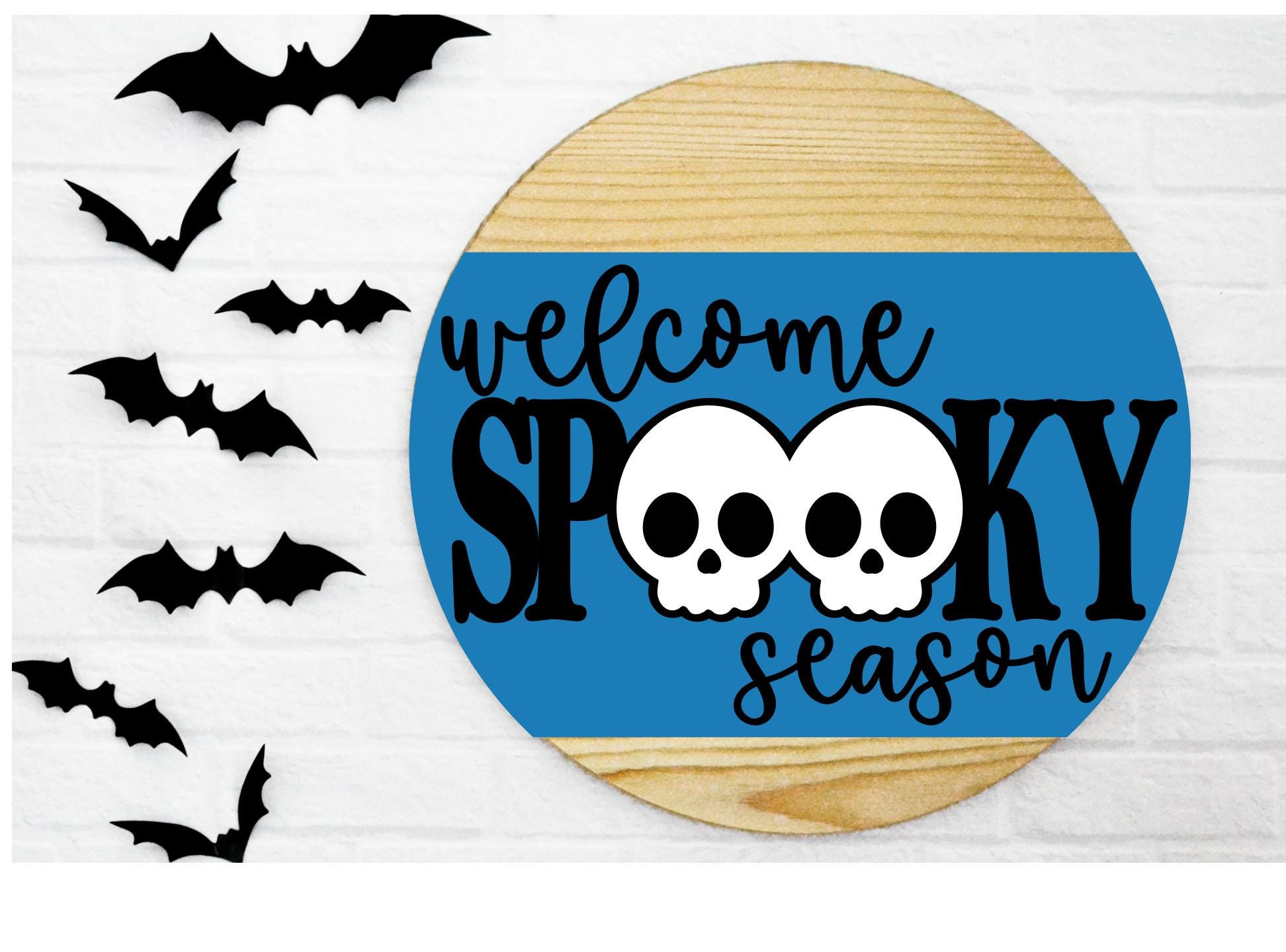 Skull Halloween Wood Sign: Welcome Spooky Season, Rustic Farmhouse Decor