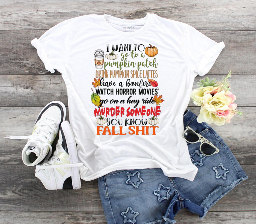 Funny Fall Shirt: Pumpkin Patch Bonfire Horror Movie - Bella Canvas