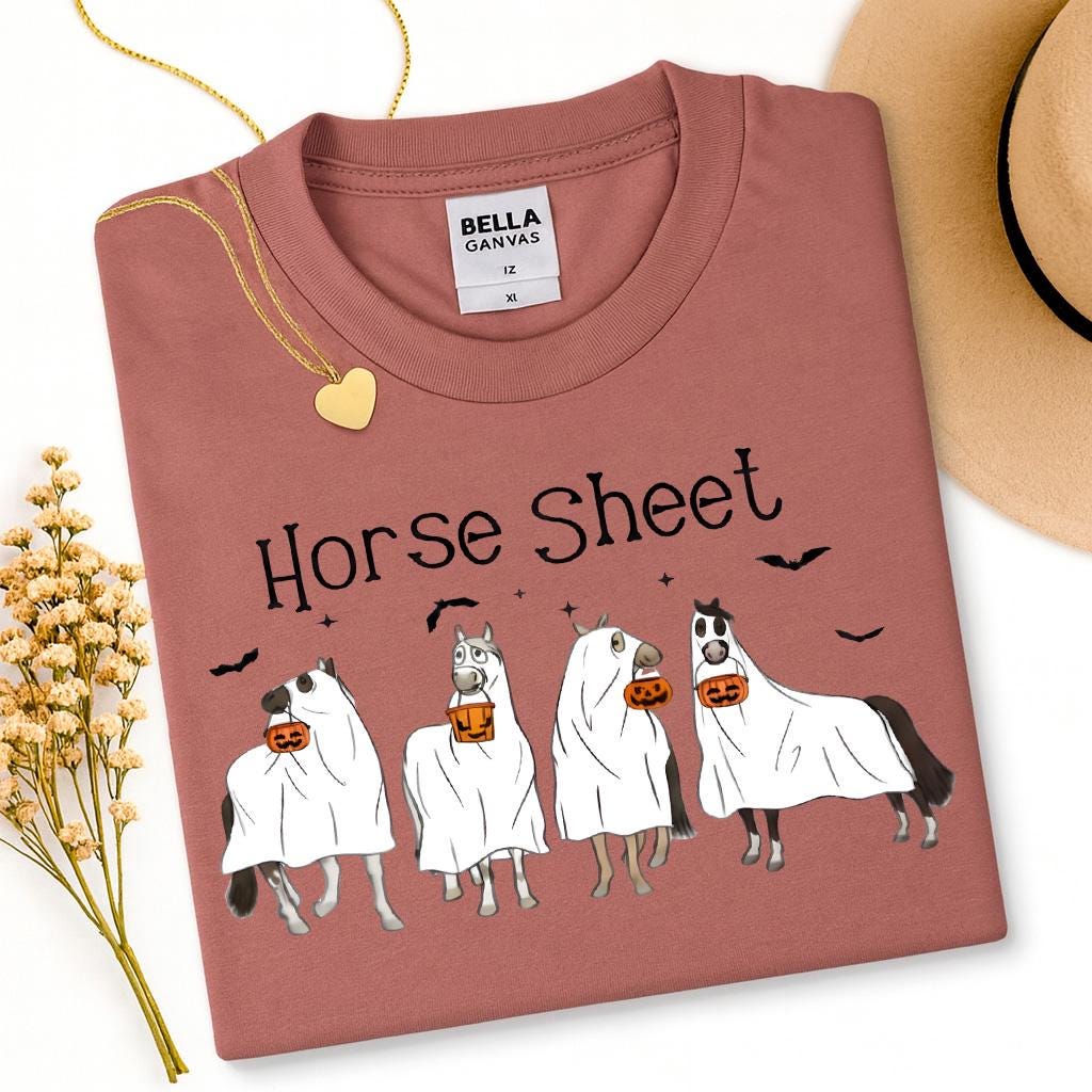Funny Horse Sheet Ghost Halloween Tee - Sarcastic Horse Lover Shirt