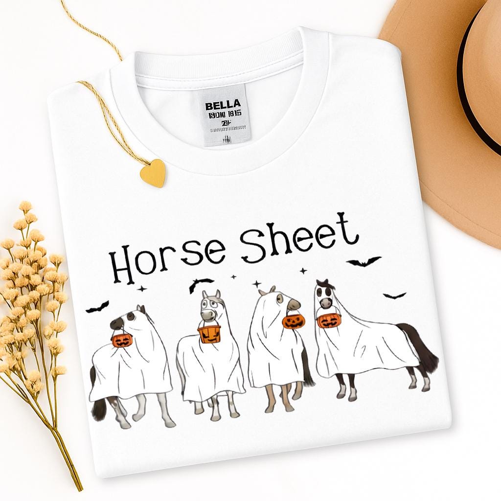 Funny Horse Sheet Ghost Halloween Tee - Sarcastic Horse Lover Shirt