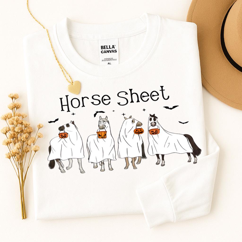 Funny Horse Sheet Ghost Halloween Tee - Sarcastic Horse Lover Shirt