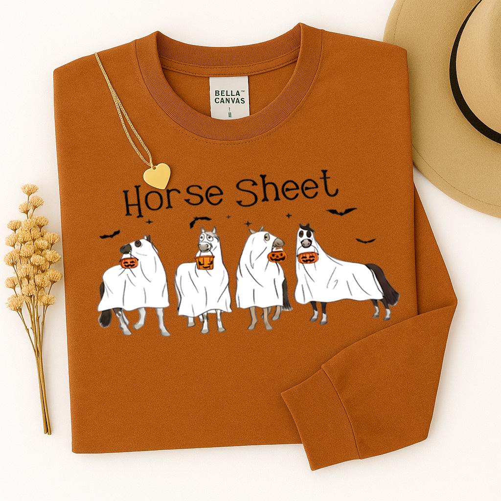 Funny Horse Sheet Ghost Halloween Tee - Sarcastic Horse Lover Shirt