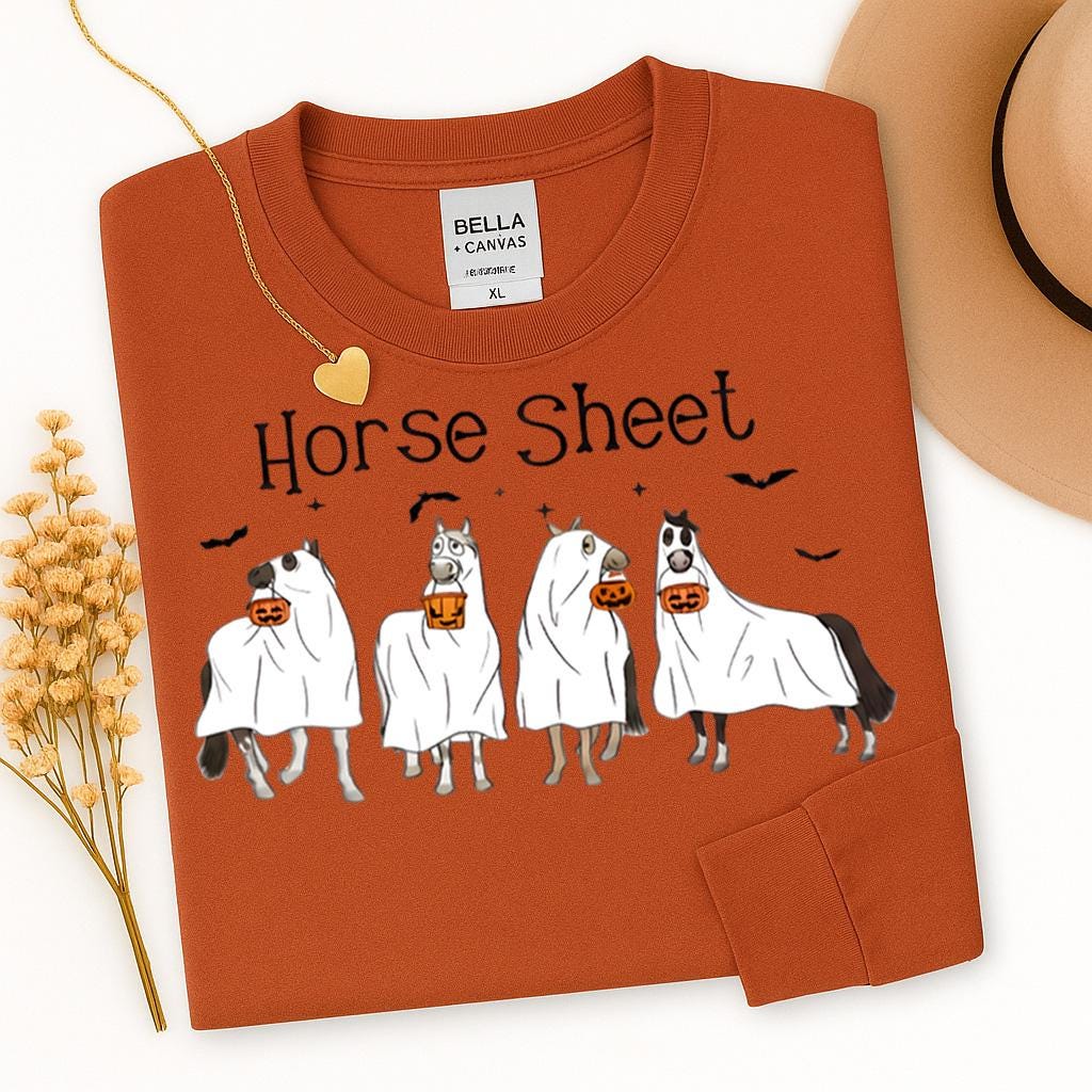 Funny Horse Sheet Ghost Halloween Tee - Sarcastic Horse Lover Shirt