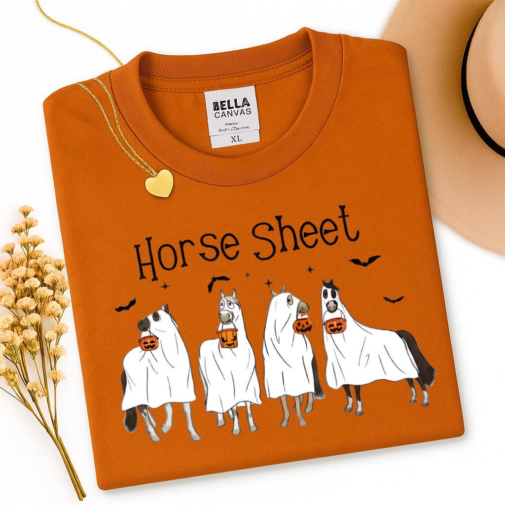 Funny Horse Sheet Ghost Halloween Tee - Sarcastic Horse Lover Shirt