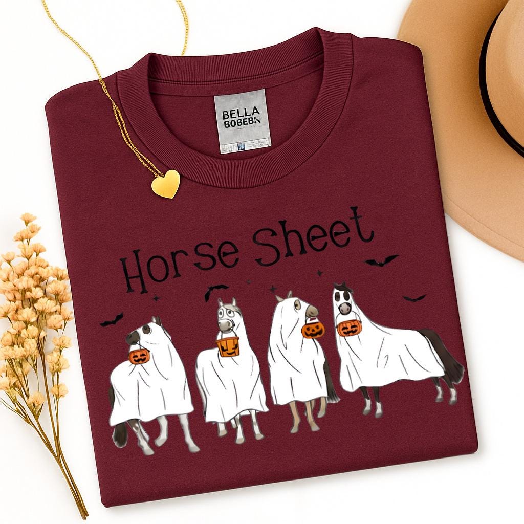 Funny Horse Sheet Ghost Halloween Tee - Sarcastic Horse Lover Shirt
