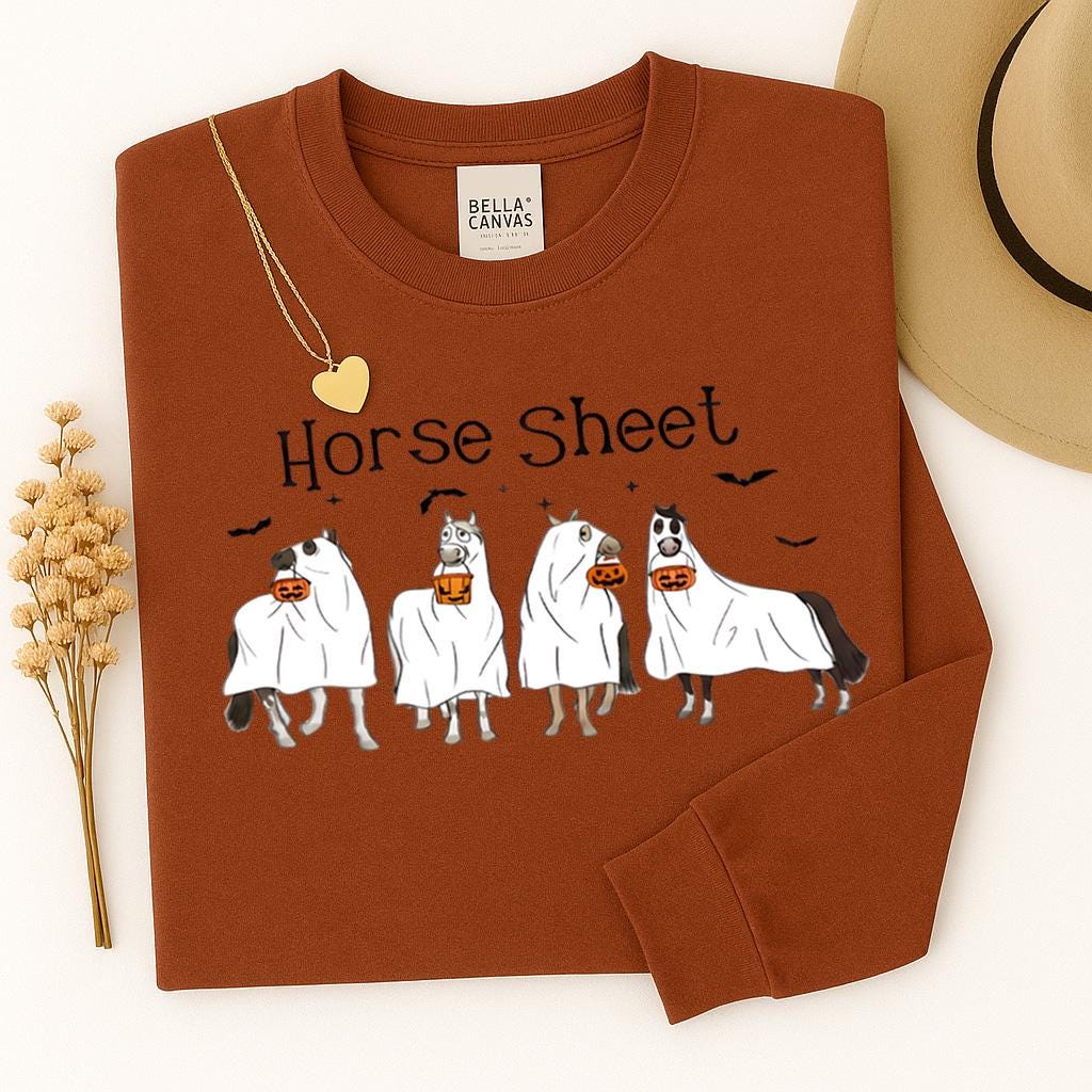 Funny Horse Sheet Ghost Halloween Tee - Sarcastic Horse Lover Shirt