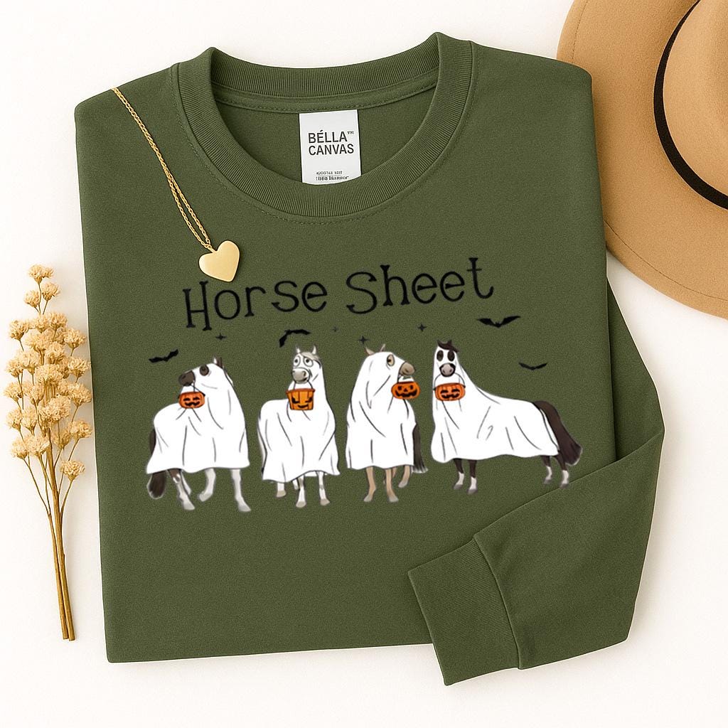 Funny Horse Sheet Ghost Halloween Tee - Sarcastic Horse Lover Shirt