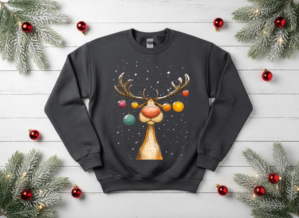 Funny Christmas Reindeer Shirt, Boho Holiday Graphic Tee