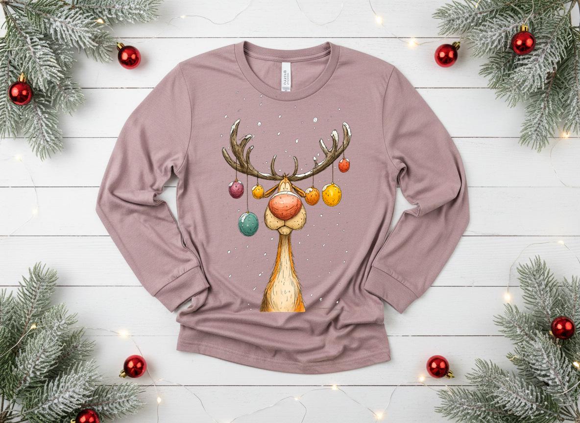 Funny Christmas Reindeer Shirt, Boho Holiday Graphic Tee