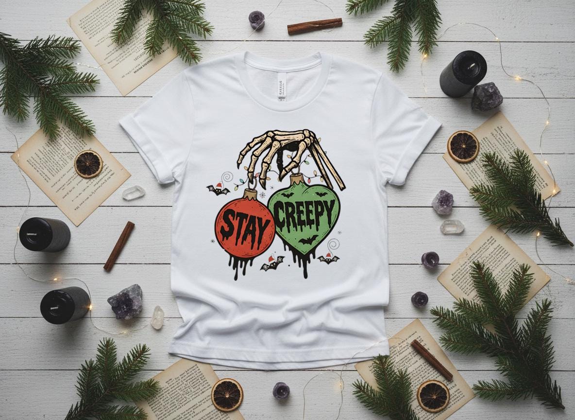 Stay Creepy Christmas Shirt, Witchy Goth Holiday Tee