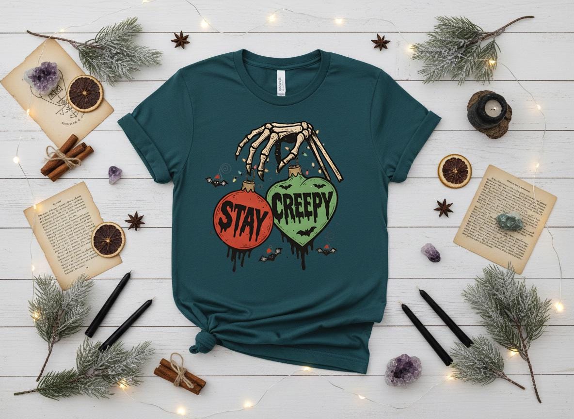 Stay Creepy Christmas Shirt, Witchy Goth Holiday Tee