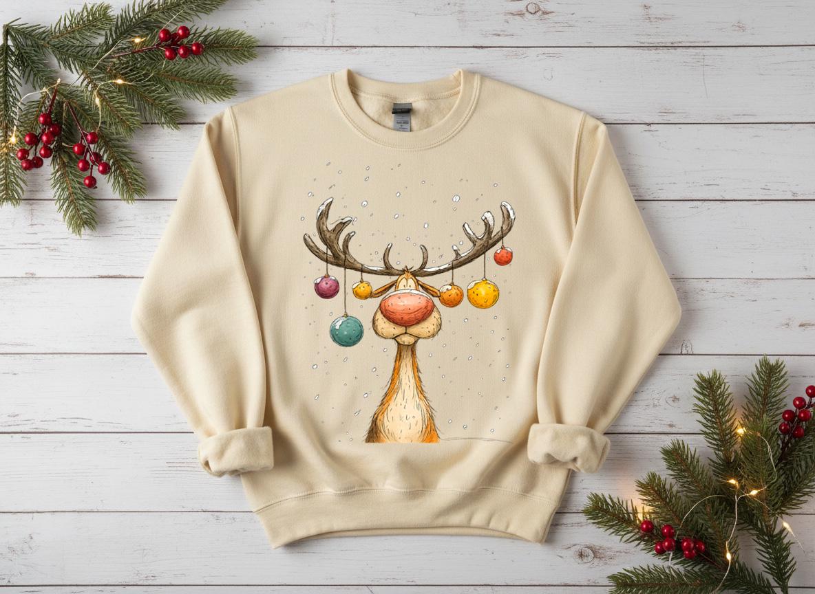 Funny Christmas Reindeer Shirt, Boho Holiday Graphic Tee