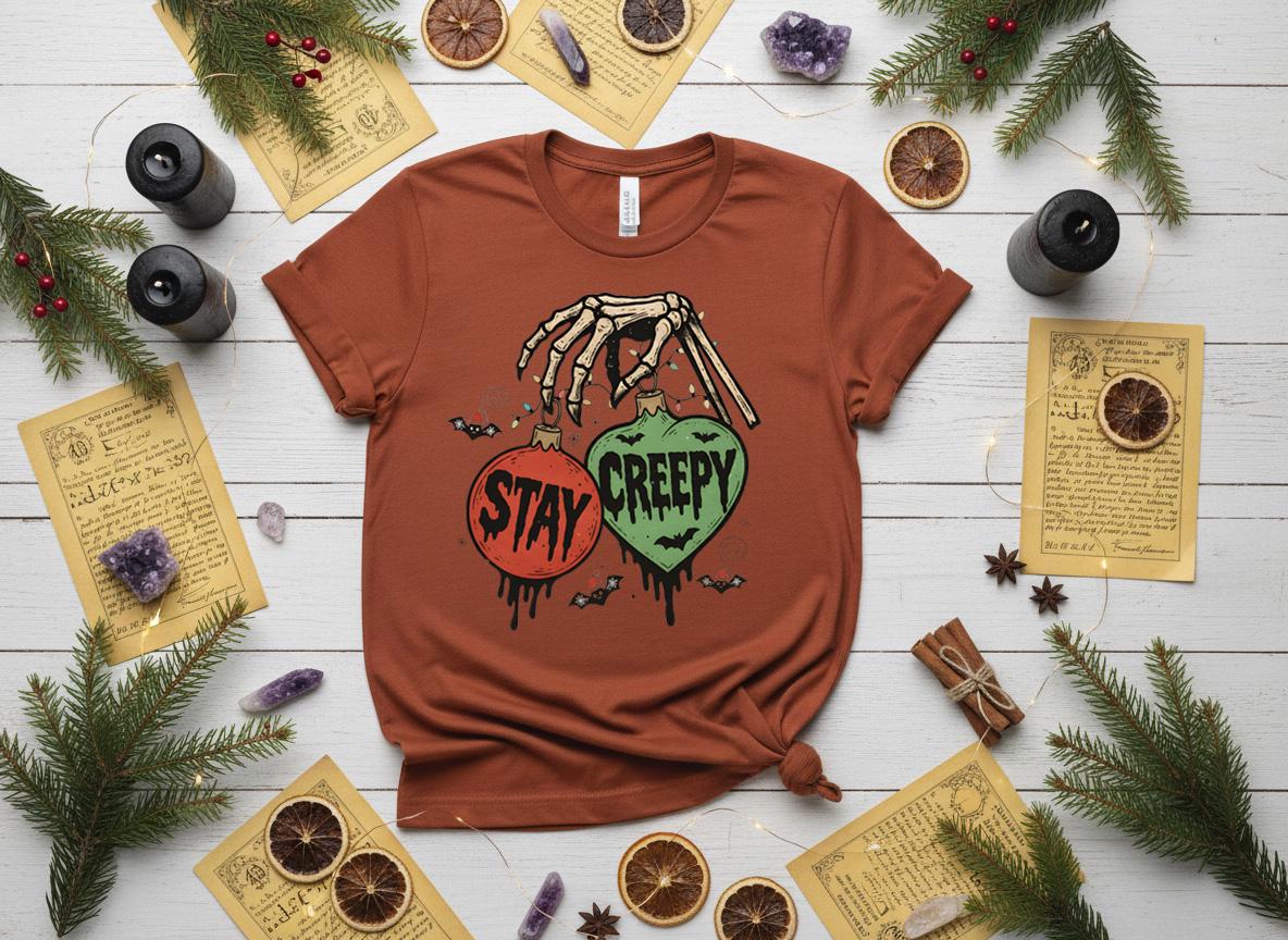 Stay Creepy Christmas Shirt, Witchy Goth Holiday Tee