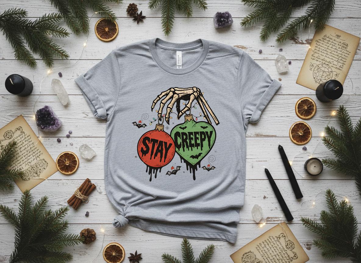 Stay Creepy Christmas Shirt, Witchy Goth Holiday Tee