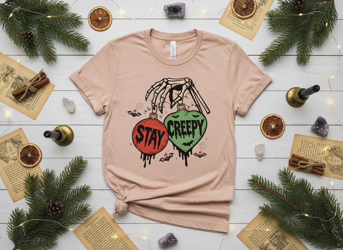 Stay Creepy Christmas Shirt, Witchy Goth Holiday Tee
