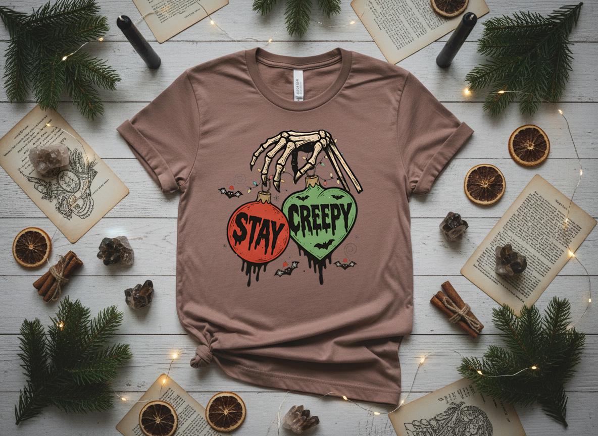 Stay Creepy Christmas Shirt, Witchy Goth Holiday Tee