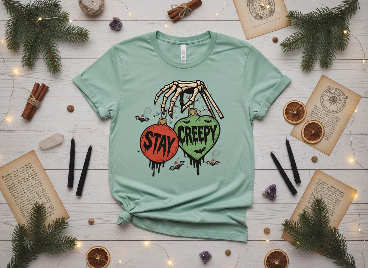 Stay Creepy Christmas Shirt, Witchy Goth Holiday Tee