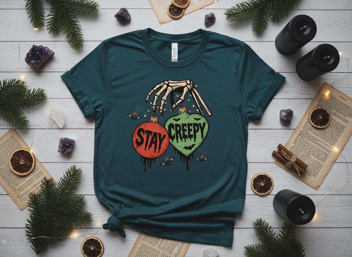 Stay Creepy Christmas Shirt, Witchy Goth Holiday Tee