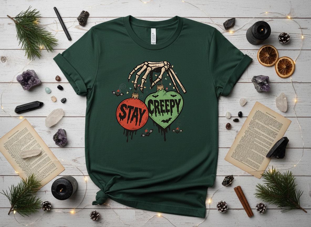 Stay Creepy Christmas Shirt, Witchy Goth Holiday Tee