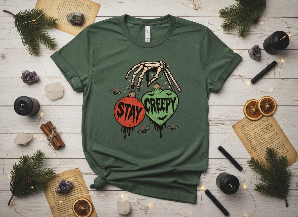 Stay Creepy Christmas Shirt, Witchy Goth Holiday Tee