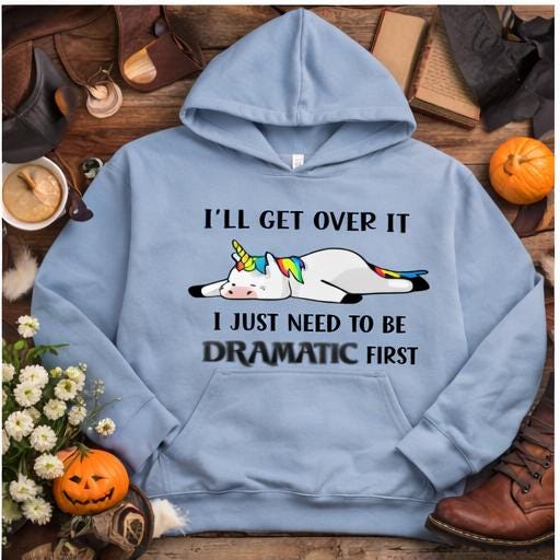 Dramatic Unicorn Youth Hoodie - I'll Get Over It, I Just Need to Be Dramatic First,