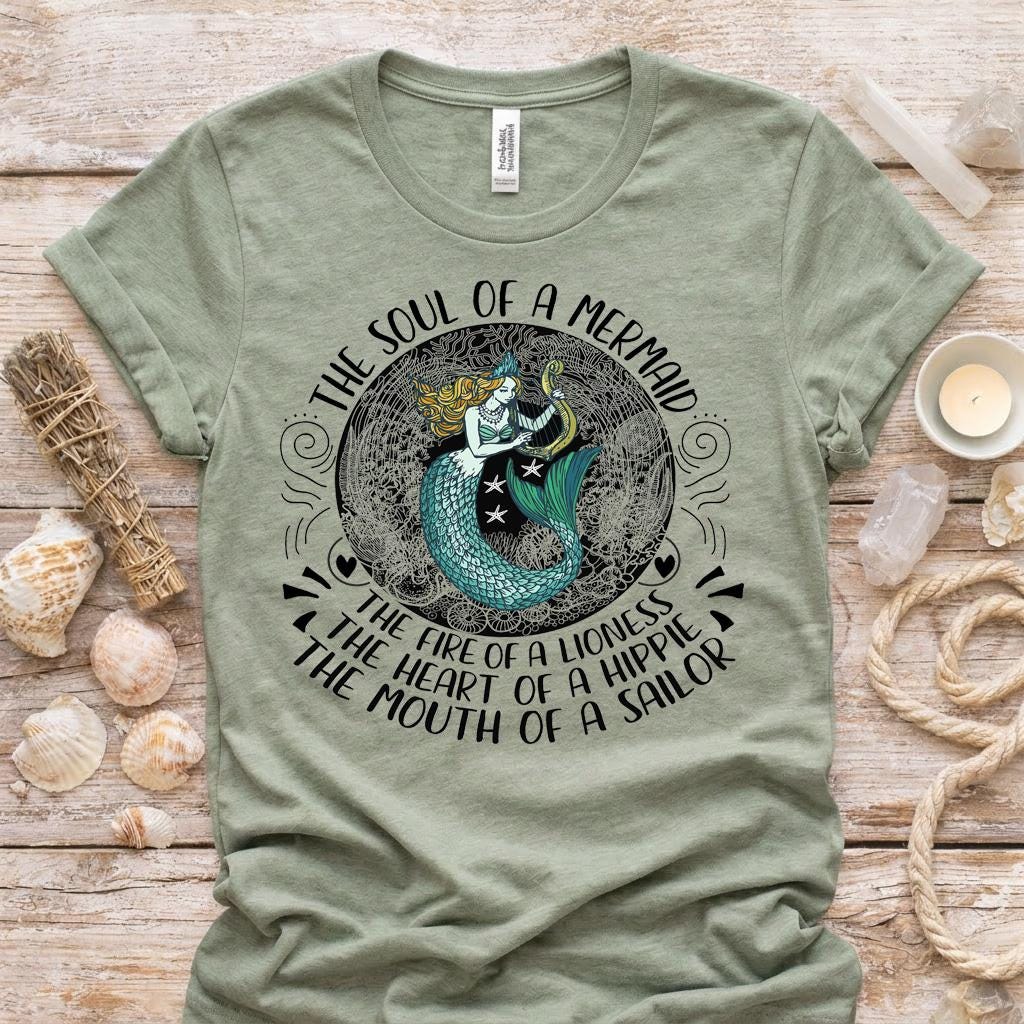 Mermaid Graphic Shirt, Soul of a Mermaid Tee, Bella Canvas Unisex Top