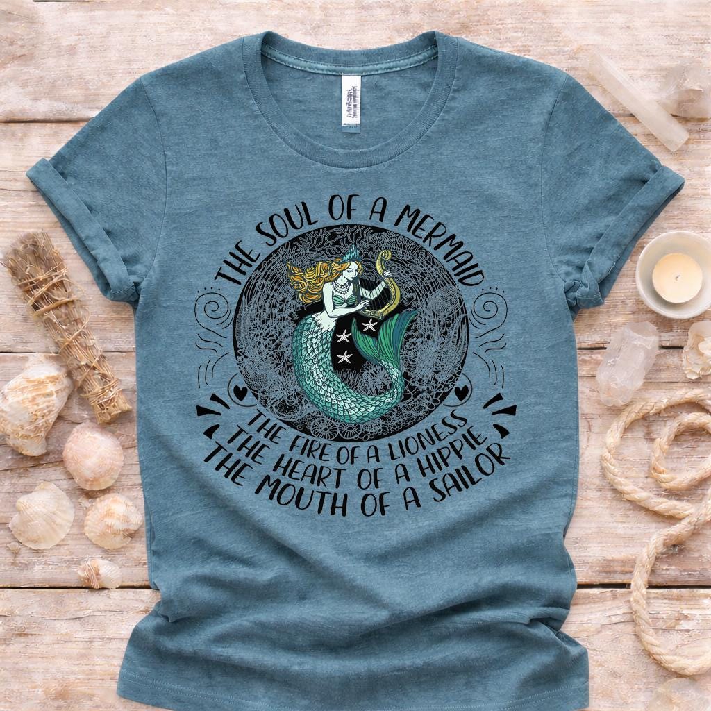 Mermaid Graphic Shirt, Soul of a Mermaid Tee, Bella Canvas Unisex Top