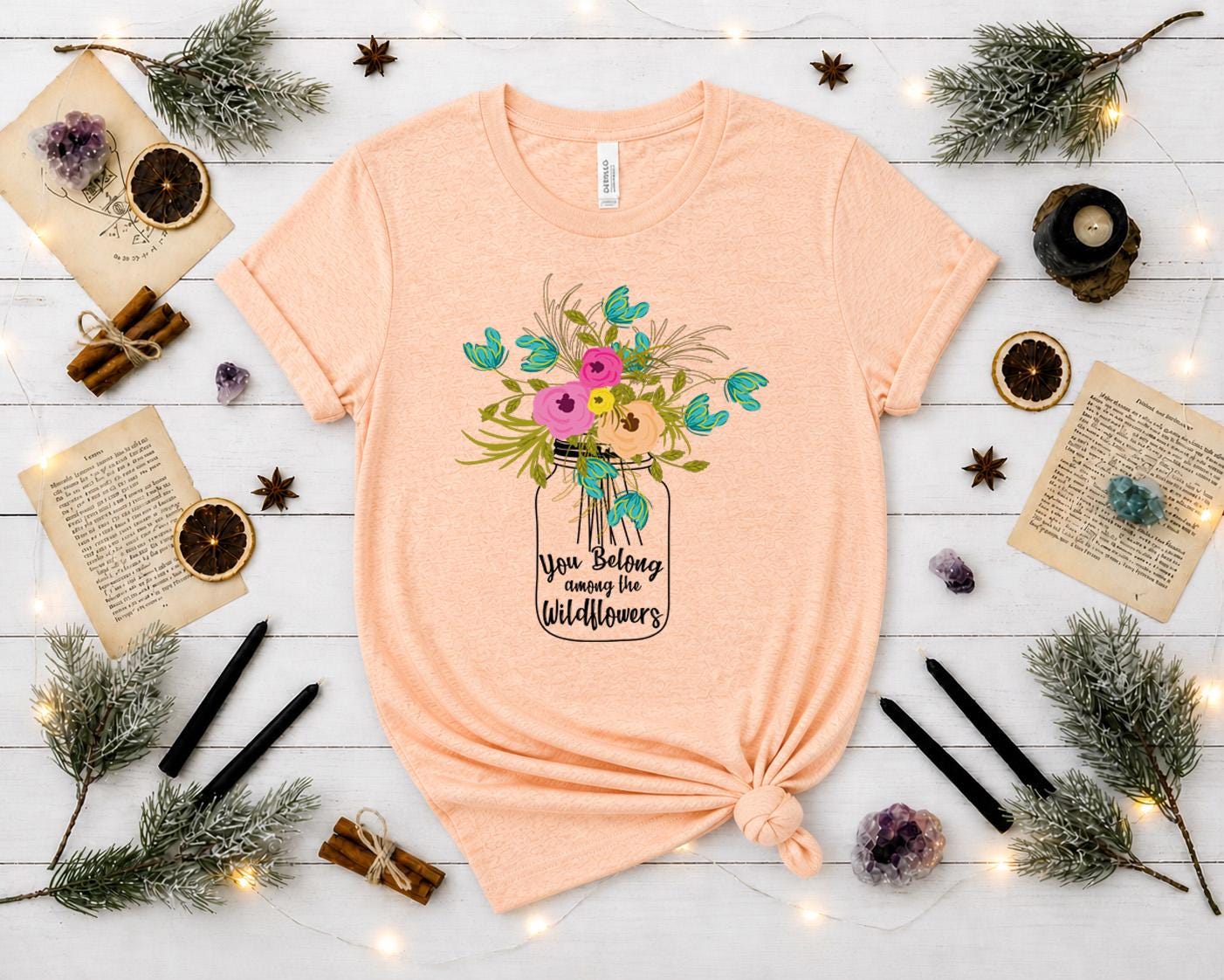 You Belong Among the Wildflowers Shirt, Wildflower T-Shirt,| Floral Mason Jar Shirt, Nature Lover Gift, Boho Graphic Tee