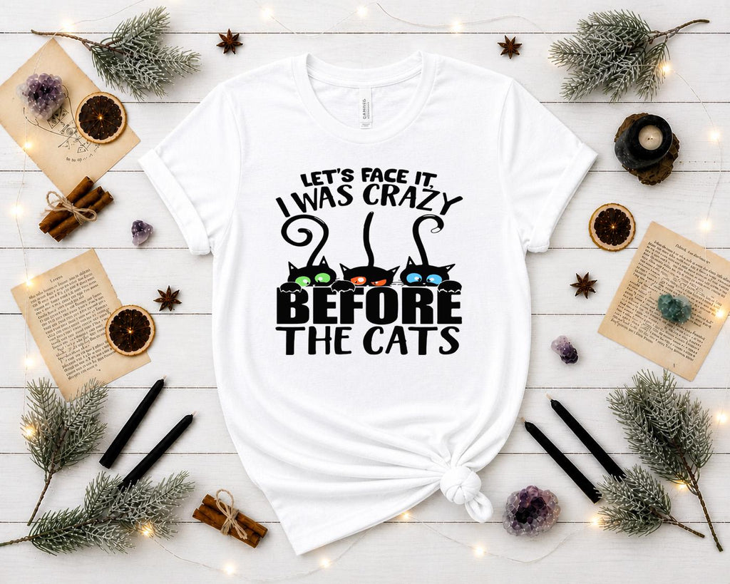Let's Face It I Was Crazy Before the Cats Shirt, Funny Cat Lady Tee ,Black Cat Shirt, Cat Mom Gift, Unisex Graphic Tee , Cat Lover T-Shirt