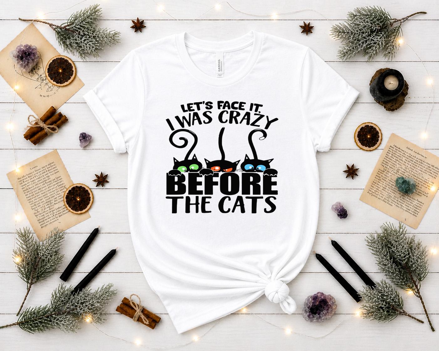 Let's Face It I Was Crazy Before the Cats Shirt, Funny Cat Lady Tee ,Black Cat Shirt, Cat Mom Gift, Unisex Graphic Tee , Cat Lover T-Shirt