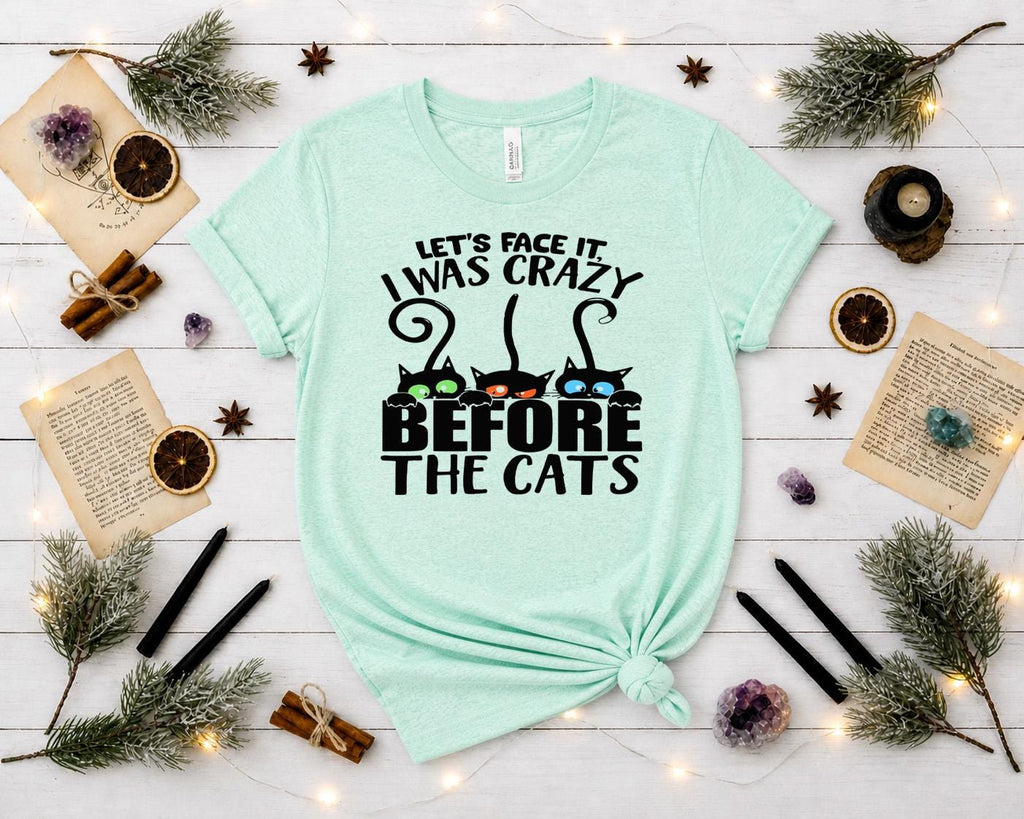 Let's Face It I Was Crazy Before the Cats Shirt, Funny Cat Lady Tee ,Black Cat Shirt, Cat Mom Gift, Unisex Graphic Tee , Cat Lover T-Shirt