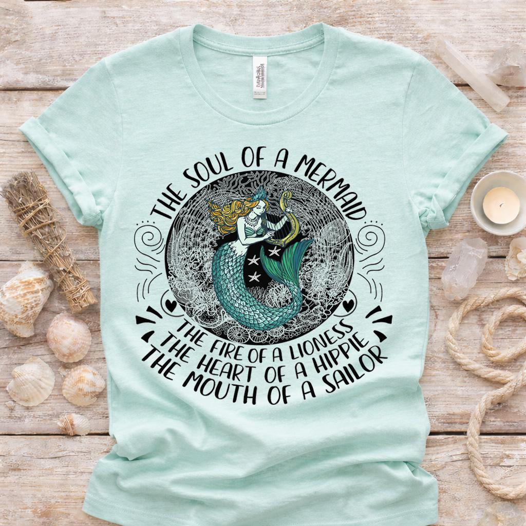 Nautical Inspired Shirt Mermaid Quote Tee Bella Canvas Unisex Cotton Top Women Graphic Shirt Ocean Lover Fashion Beach Theme Clothing Boho Casual Style Soft Comfortable Fabric Relaxed Fit Everyday Wear Coastal Living Gift Beach Vacation