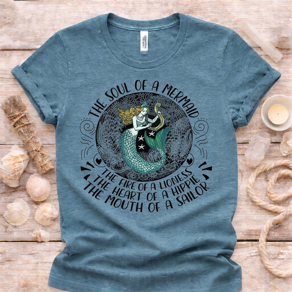 Mermaid Graphic Shirt, Soul of a Mermaid Tee, Bella Canvas Unisex Top