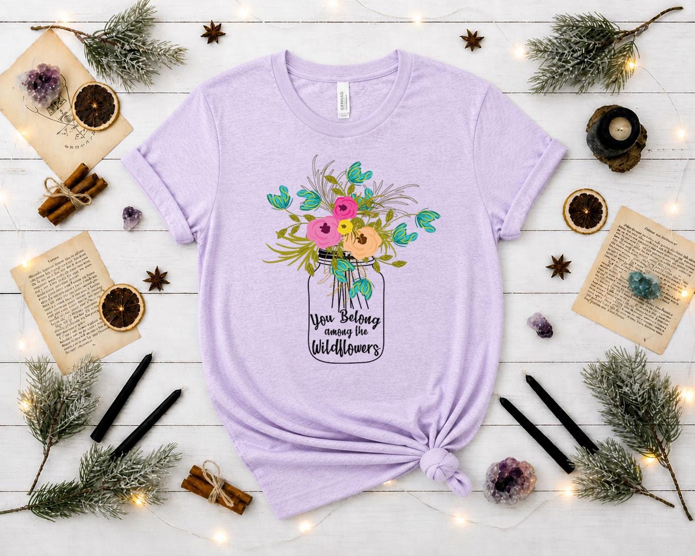 You Belong Among the Wildflowers Shirt, Wildflower T-Shirt,| Floral Mason Jar Shirt, Nature Lover Gift, Boho Graphic Tee
