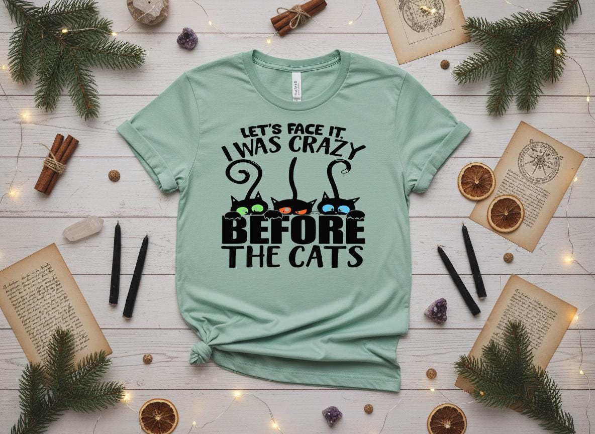 Let's Face It I Was Crazy Before the Cats Shirt, Funny Cat Lady Tee ,Black Cat Shirt, Cat Mom Gift, Unisex Graphic Tee , Cat Lover T-Shirt